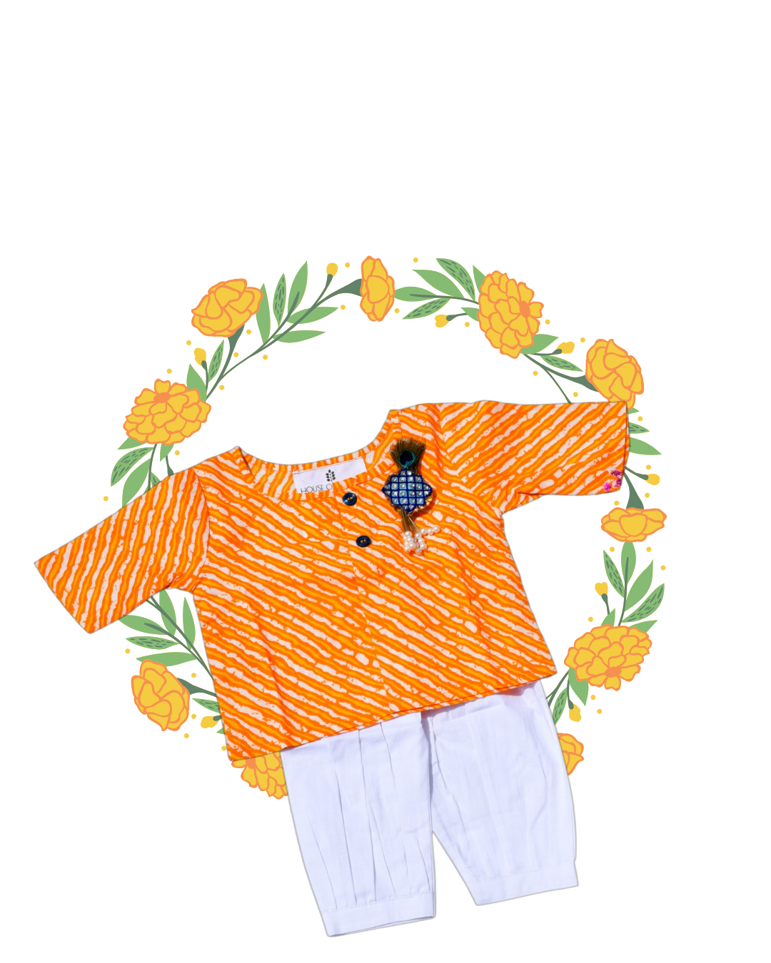 Yellow Leher - Little Boys Kurta Payjama