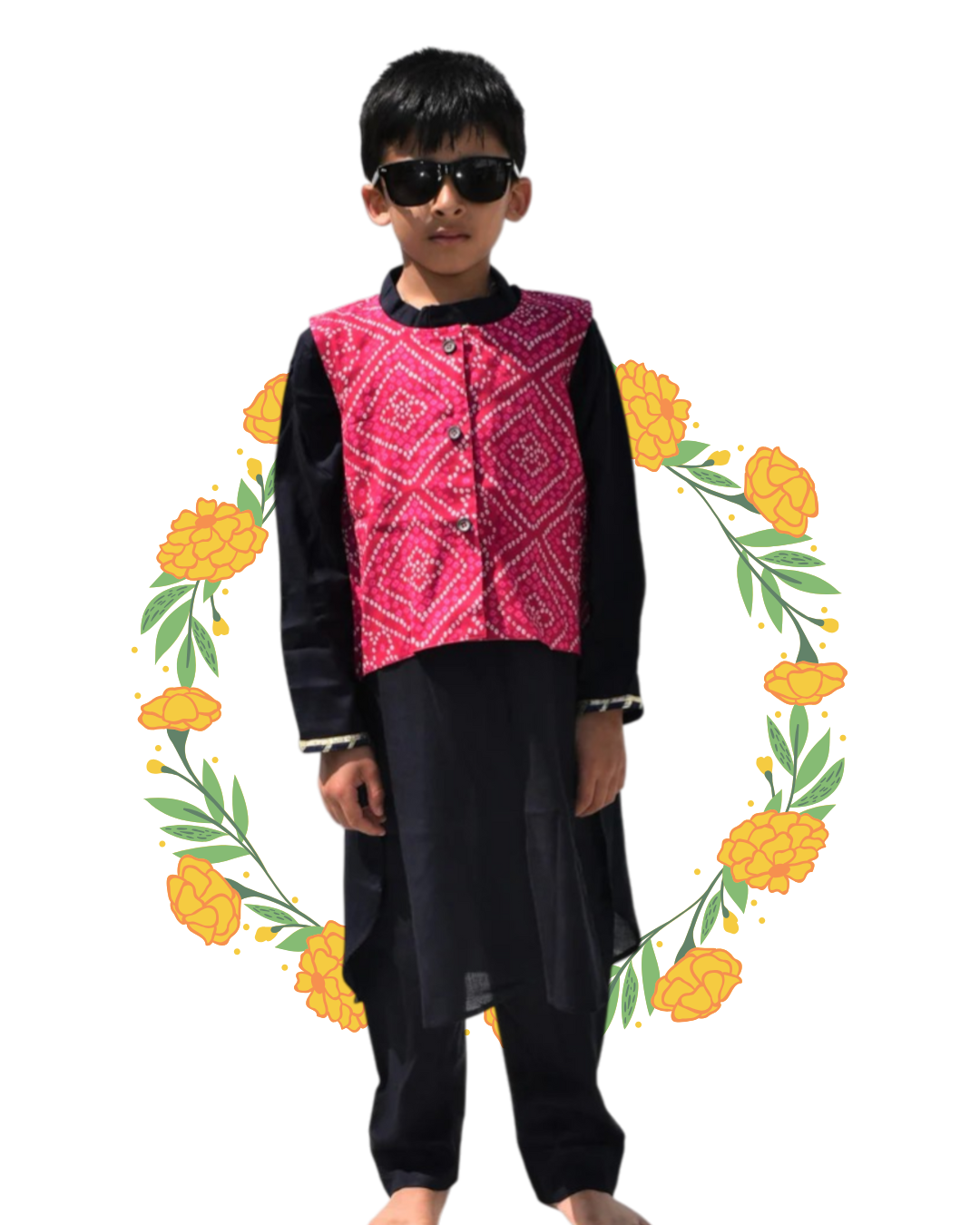 Bhandhani Boys Set of 3 - Kurta Payjama and Jacket