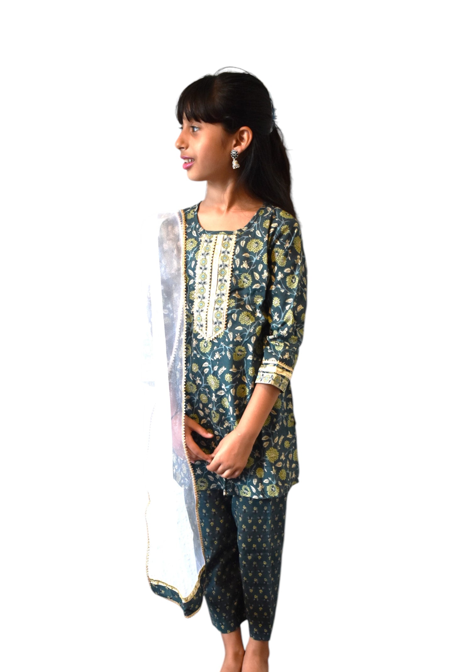 Chameli - Green floral kurta payjama