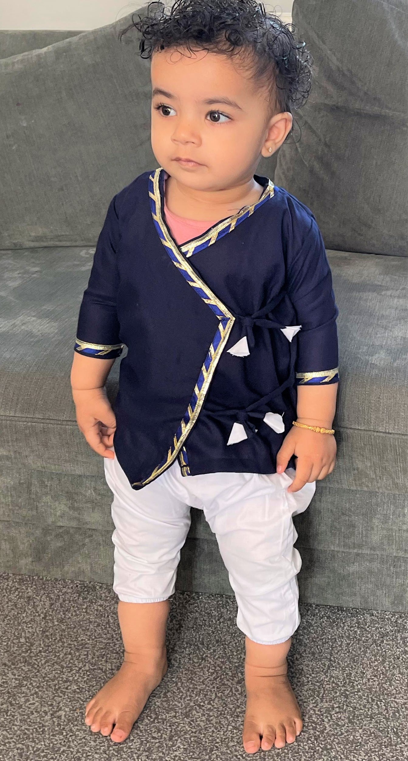 Navy Cotton angrakha Jhabla