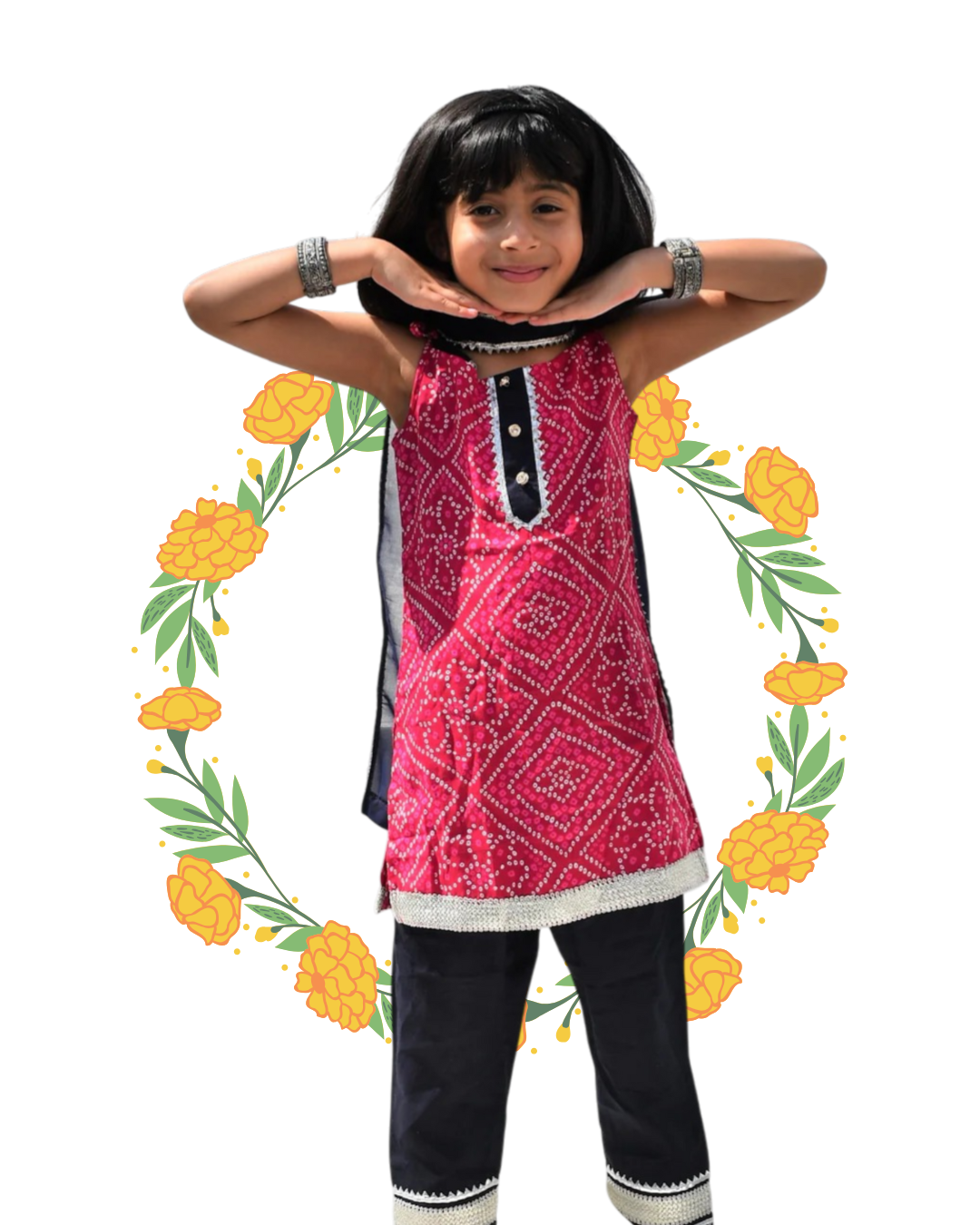 Bhandhani Girls Suit Set of 3 - Kurta Payjama and Dupatta