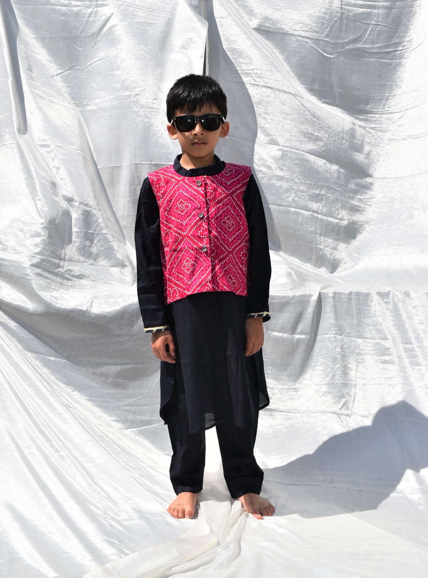 Bhandhani Boys Set of 3 - Kurta Payjama and Jacket