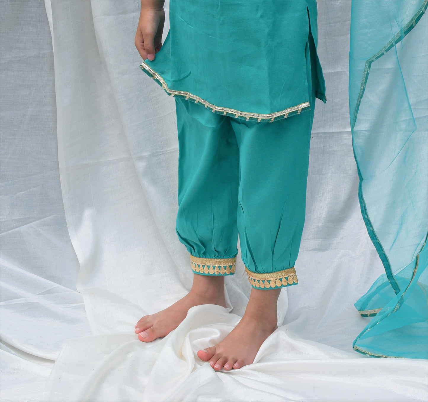 Moraca Blue Kurta Payjama Set of 3 - Kurta, payjama and dupatta