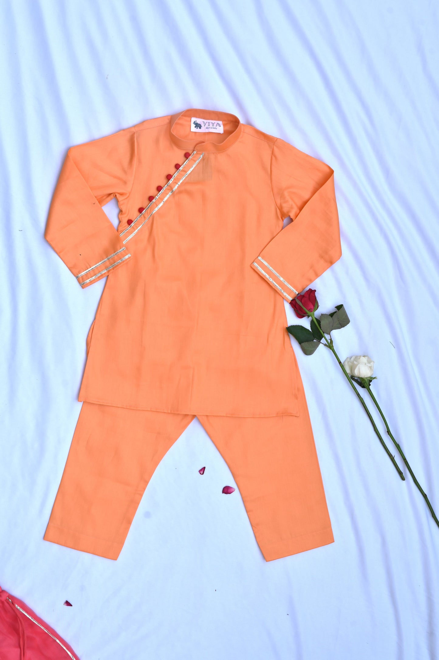 Peach coloured boys kurta payjama set