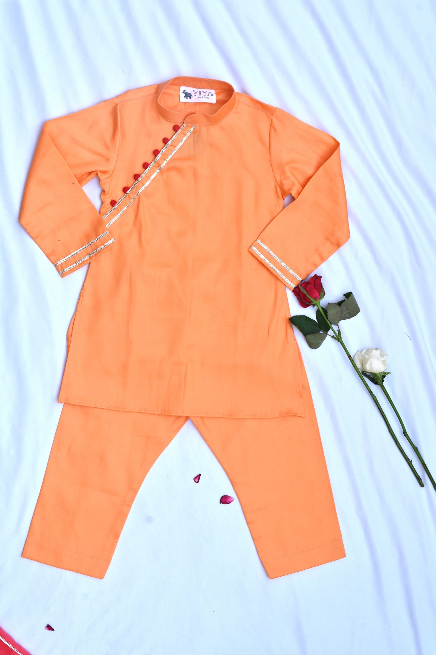 Peach coloured boys kurta payjama set