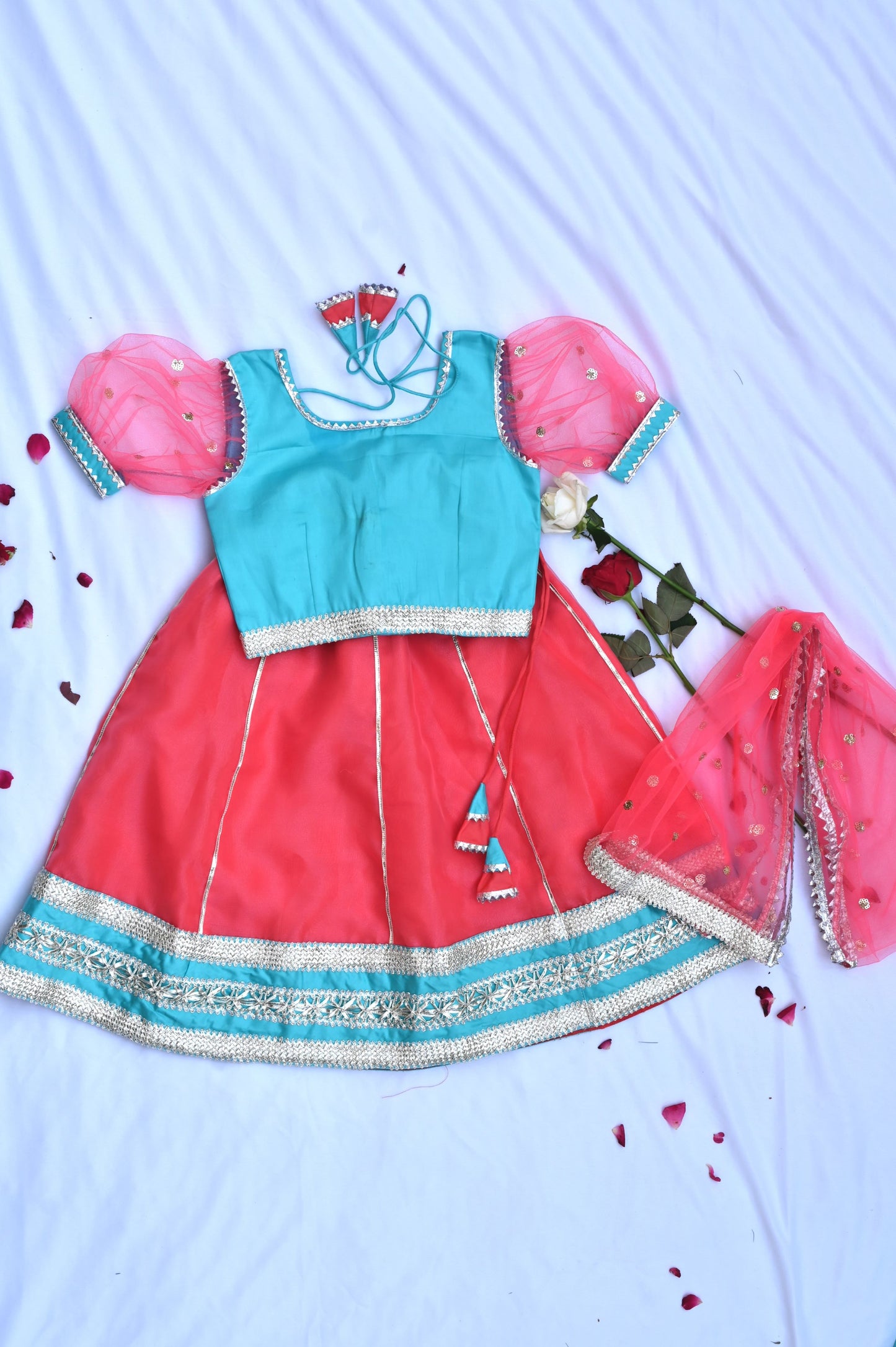 Traditional pink & blue girls lehenga