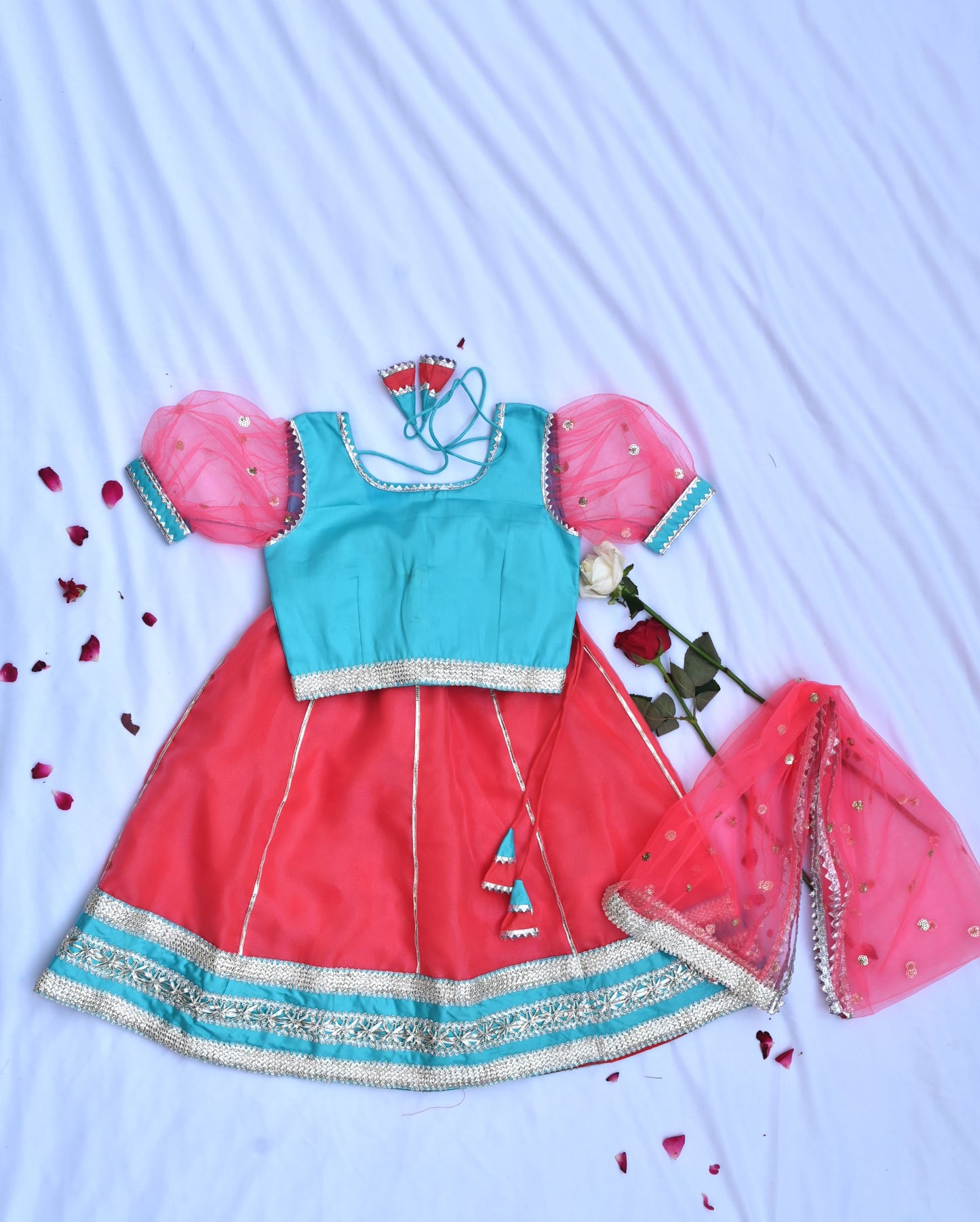 Traditional pink & blue girls lehenga