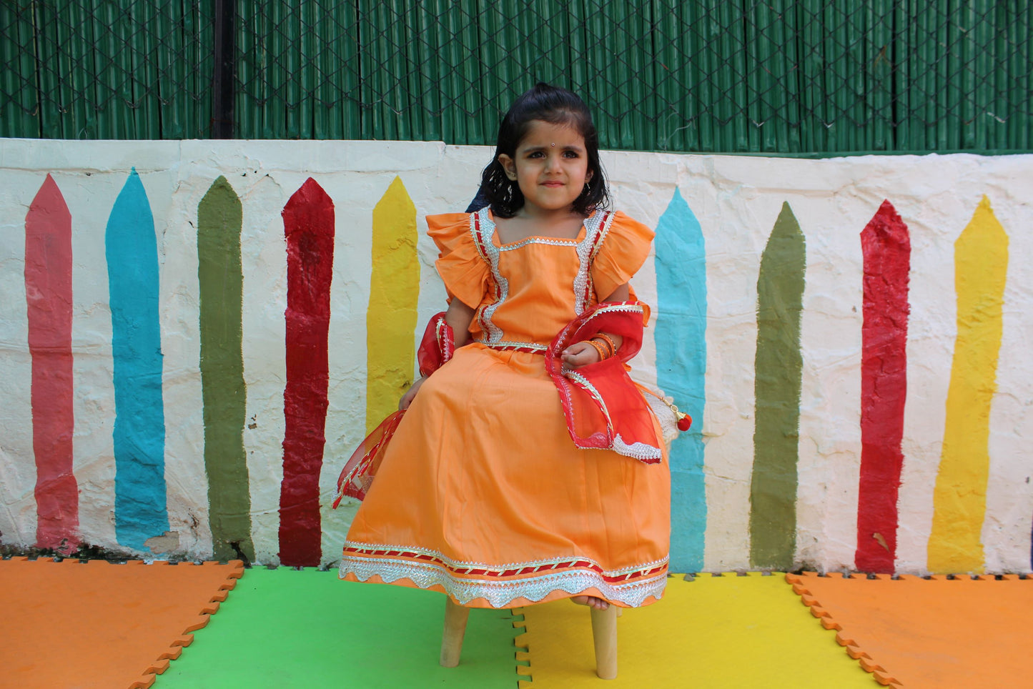 Orange and red lehenga