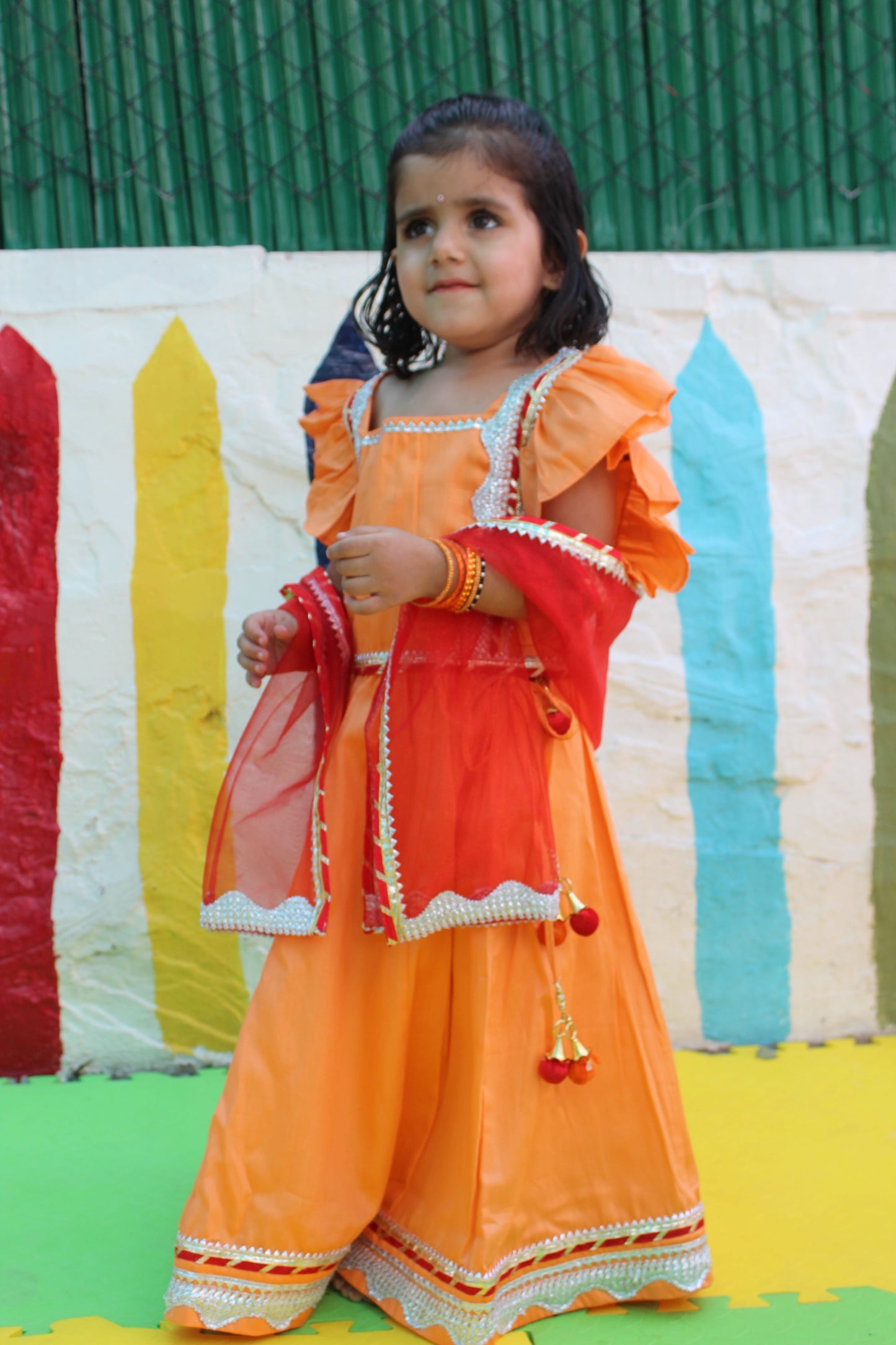 Orange and red lehenga