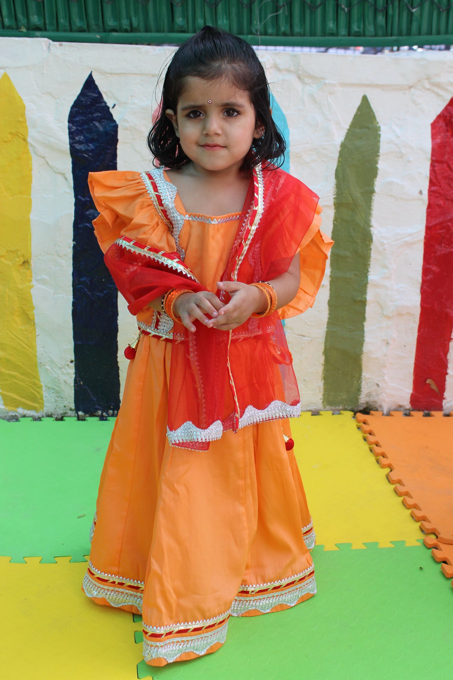 Orange and red lehenga