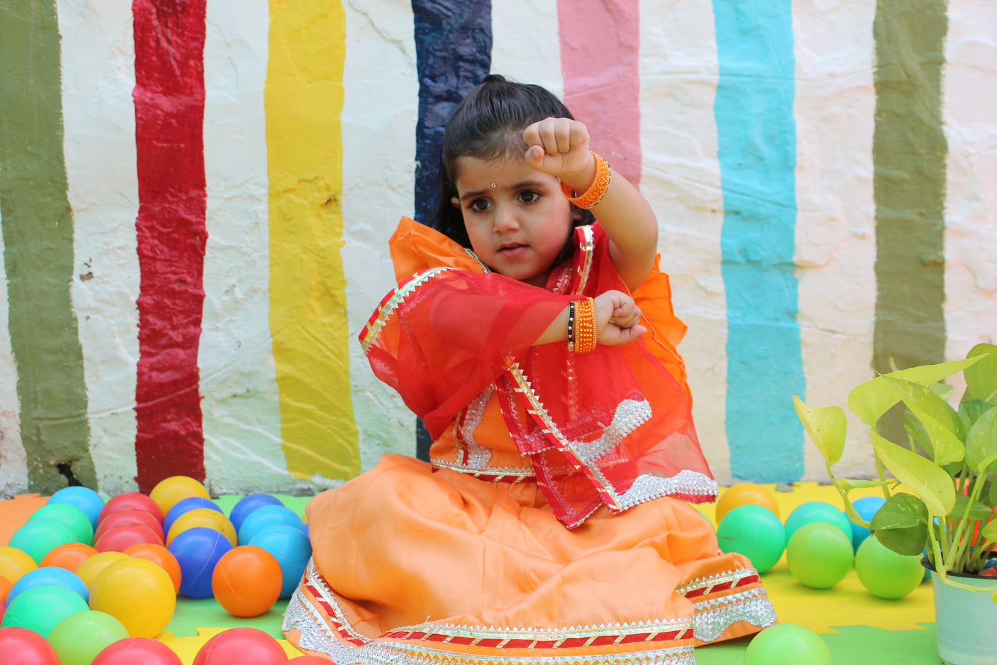 Orange and red lehenga