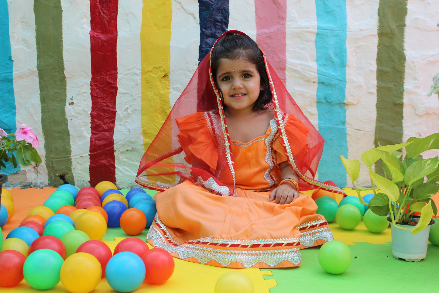 Orange and red lehenga