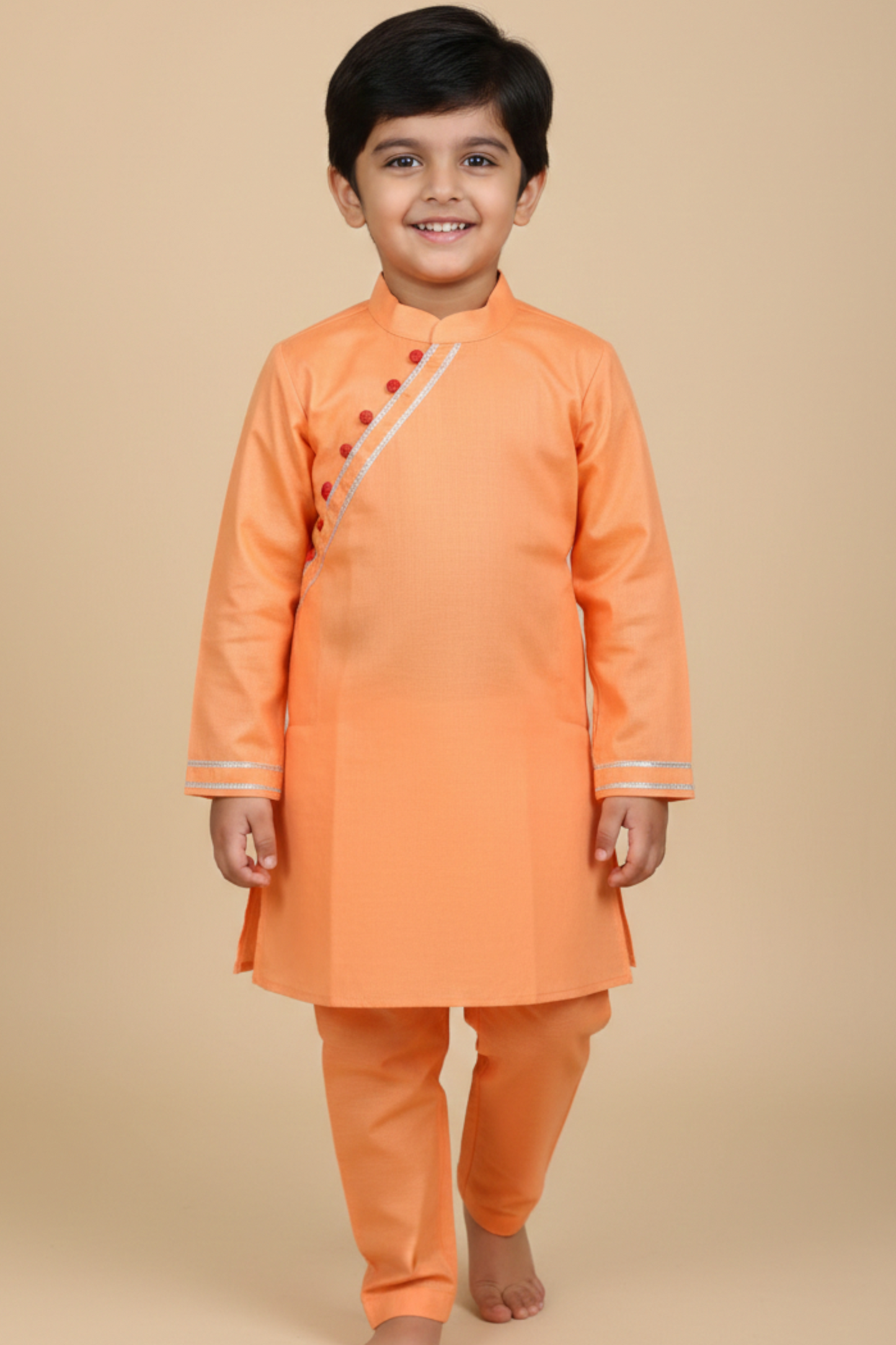 Peach coloured boys kurta payjama set