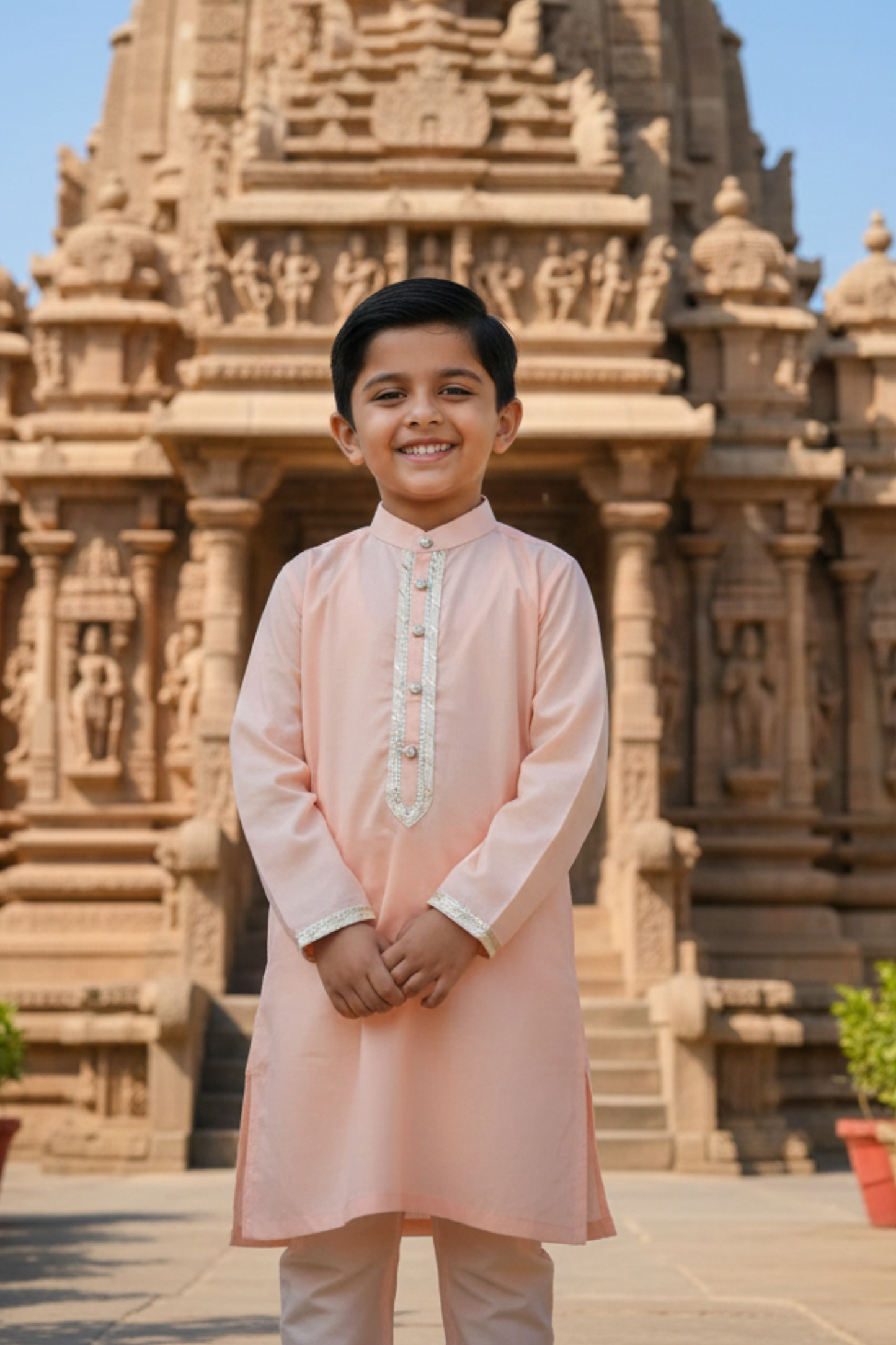 Peach Boys Kurta Payjama