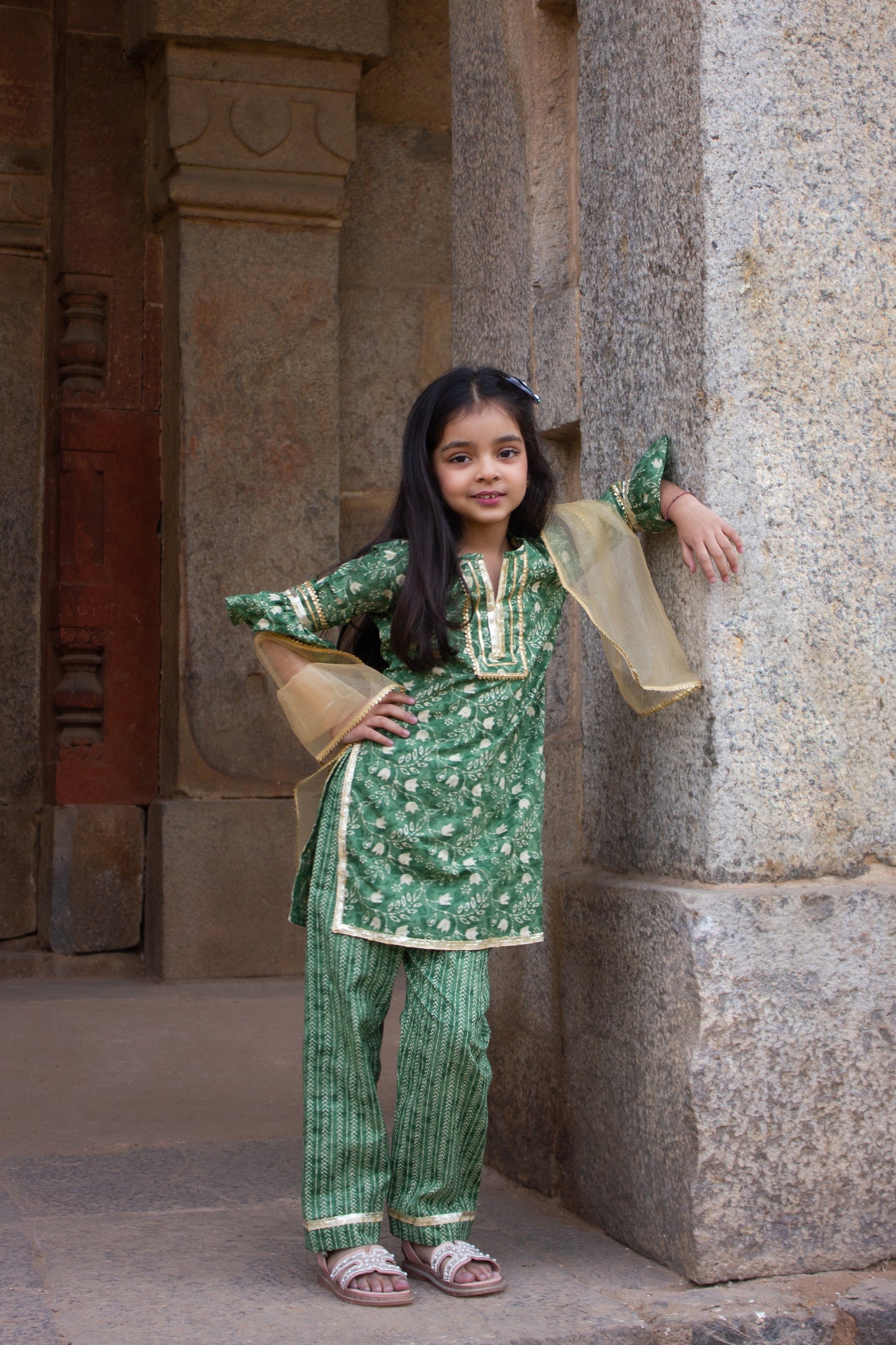 Amba - green suit for little girls