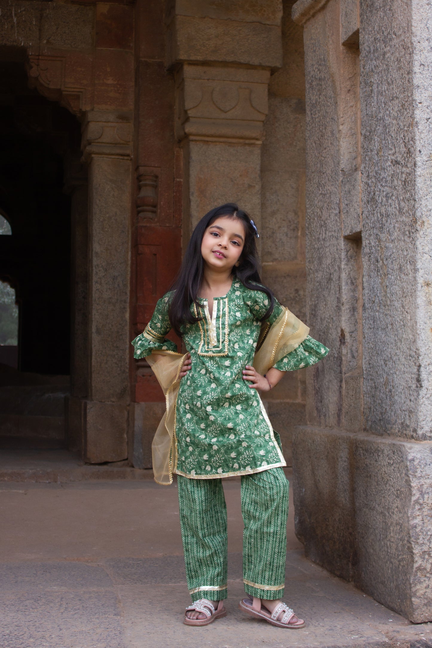 Amba - green suit for little girls