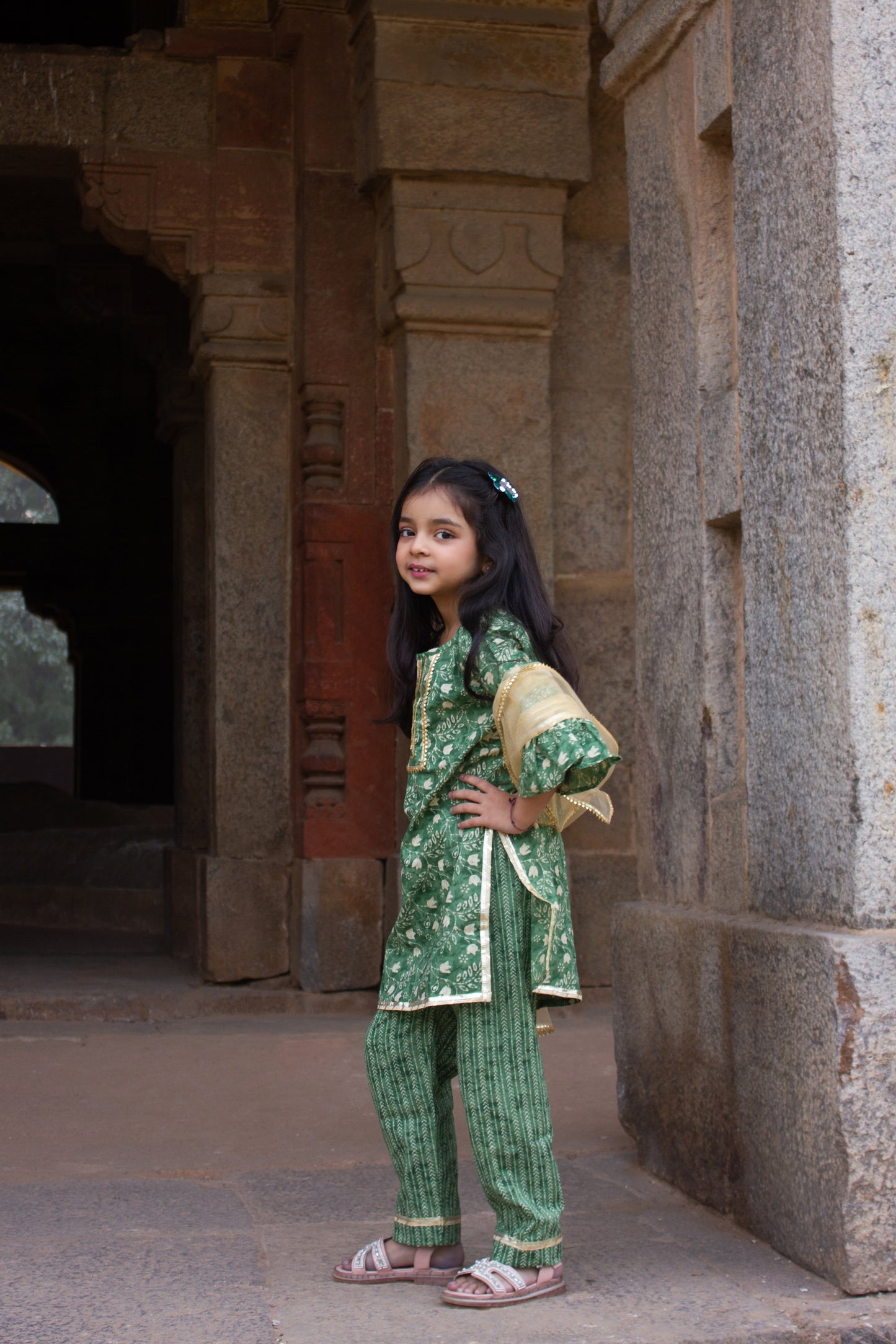 Amba - green suit for little girls