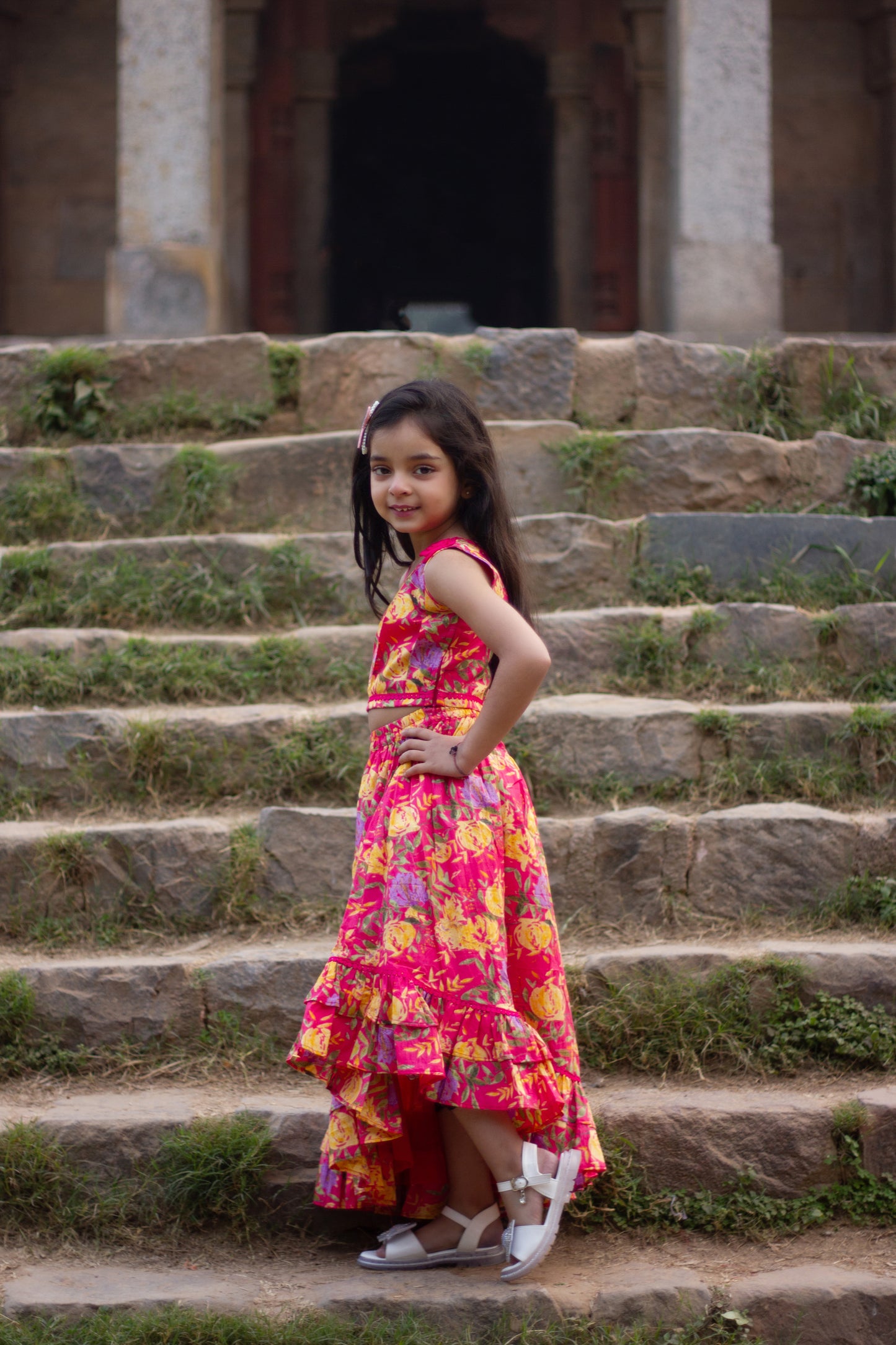 Bougainvillea - floral lehenga set