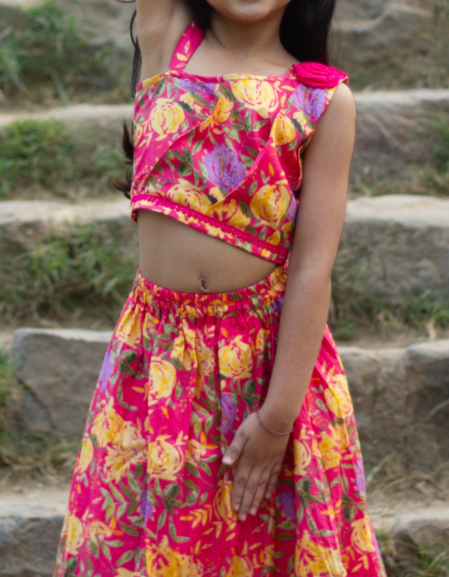 Bougainvillea - floral lehenga set