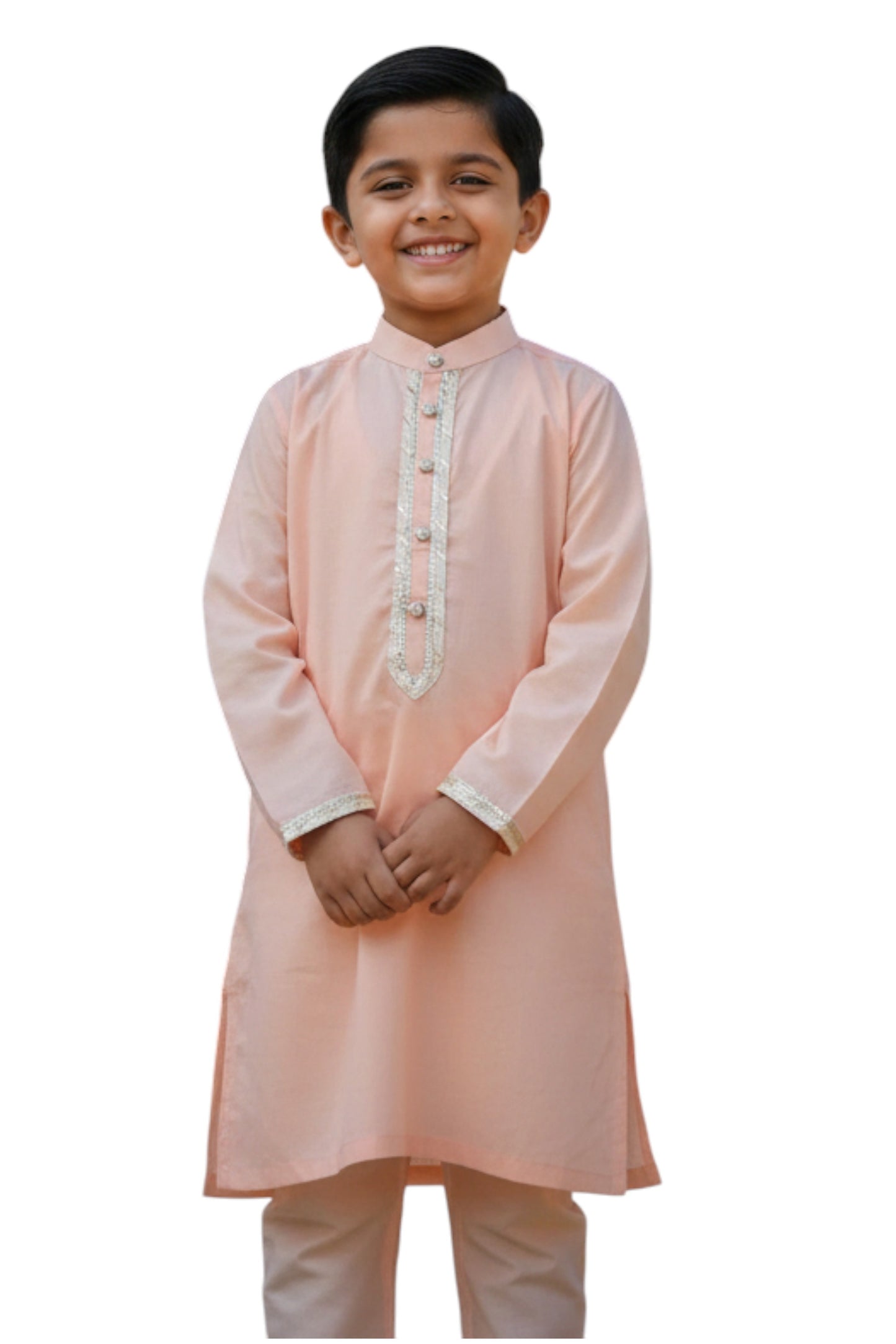 Peach sharara set with orange dupatta for women