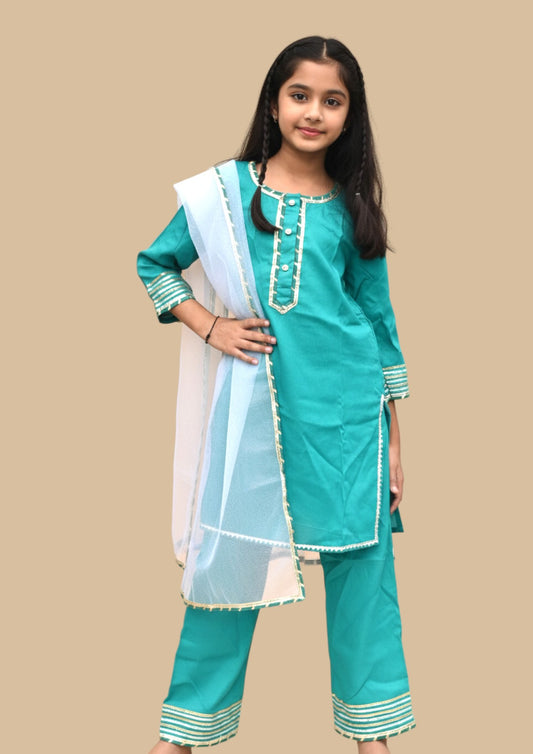 Amber : Blue green suit for girls