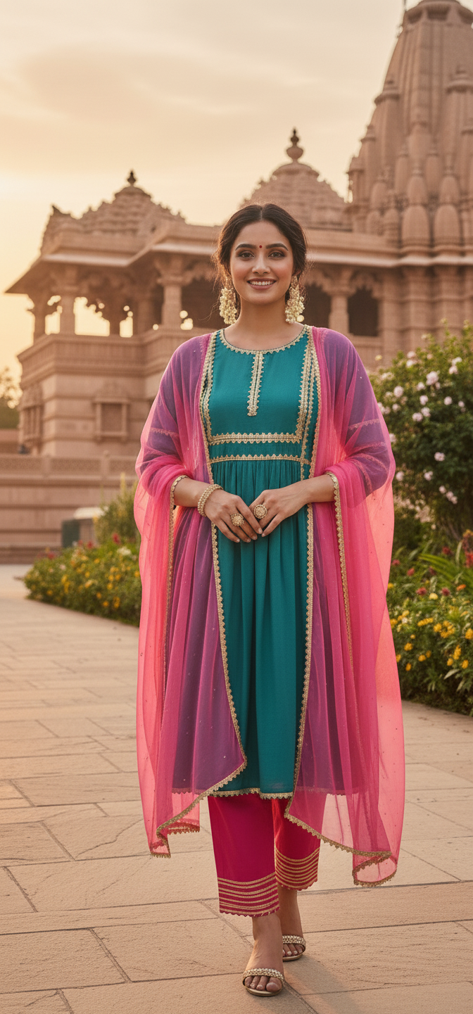 Selma Blue and Pink Suit for Women