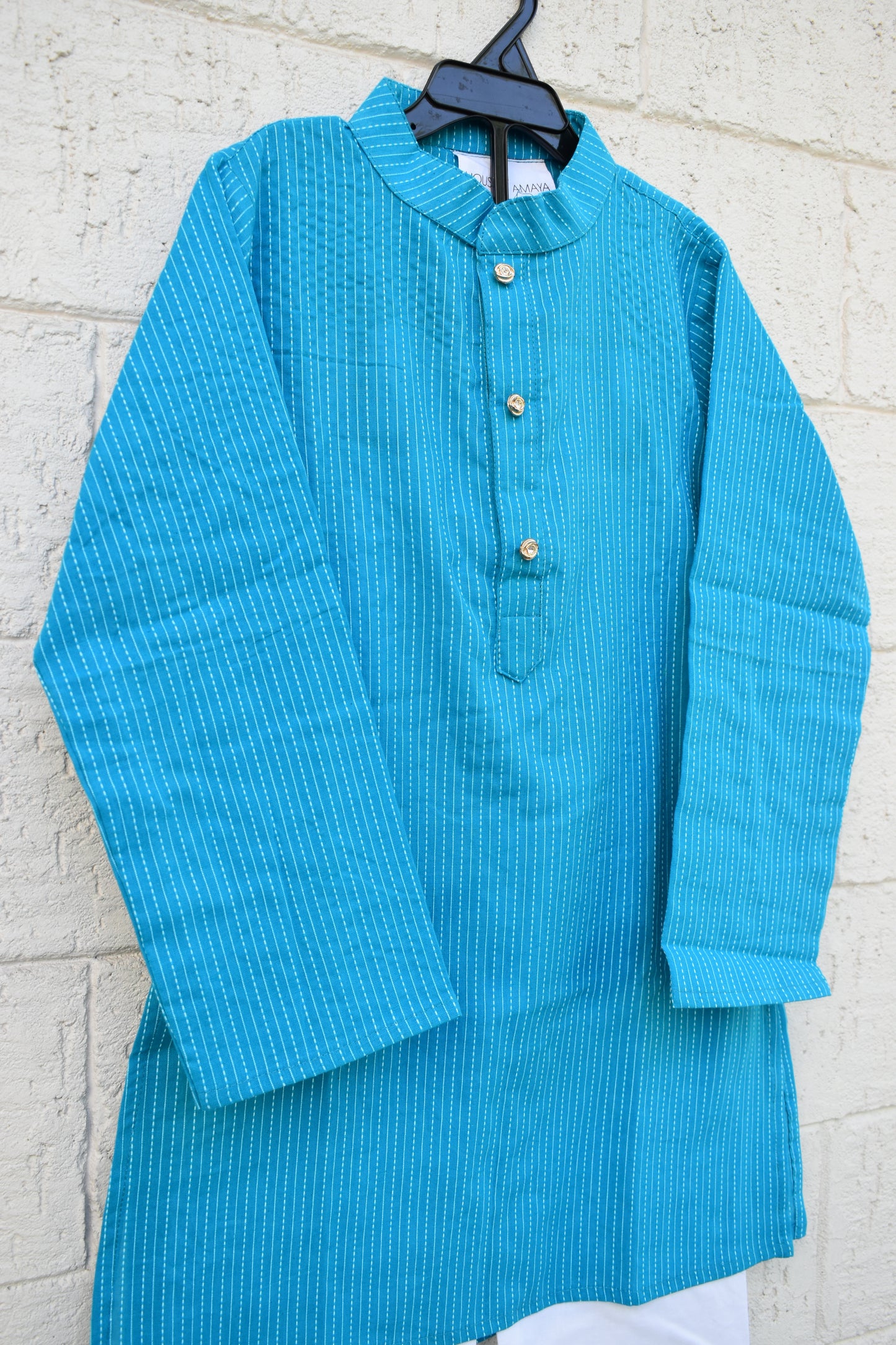 Boys Blue Kantha Kurta Payjama - Set of 2