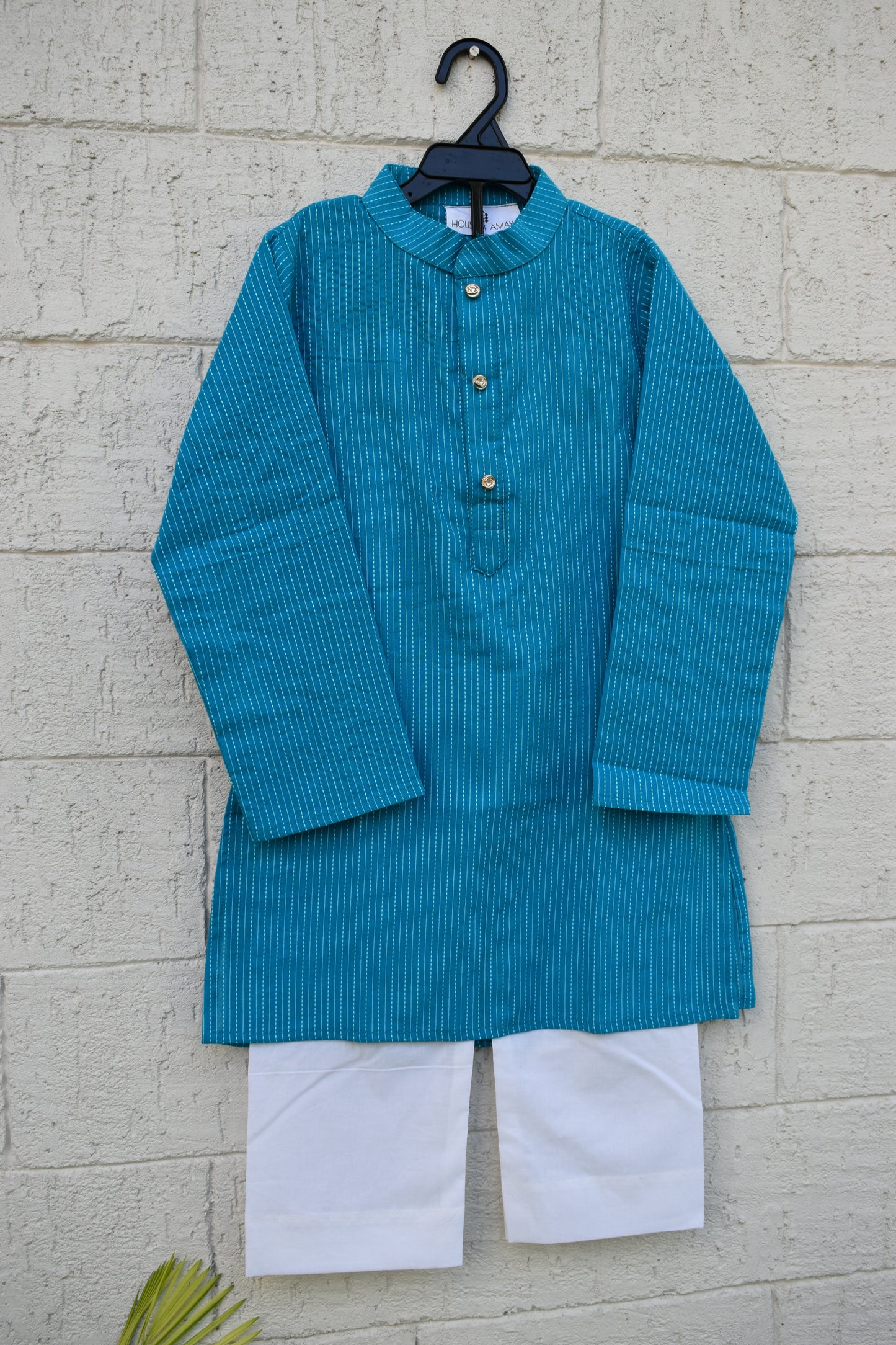 Boys Blue Kantha Kurta Payjama - Set of 2