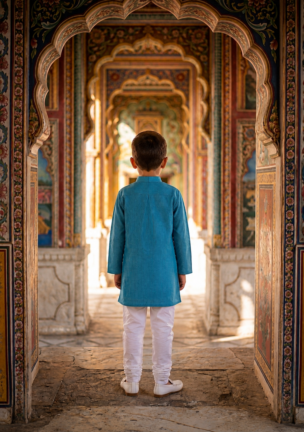 Boys Blue Kantha Kurta Payjama - Set of 2