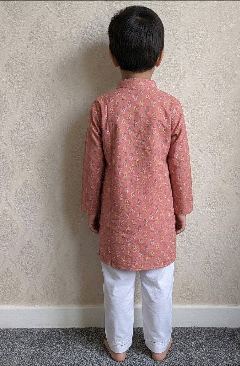 Pink Motif kurta payjama for boys - set of 2