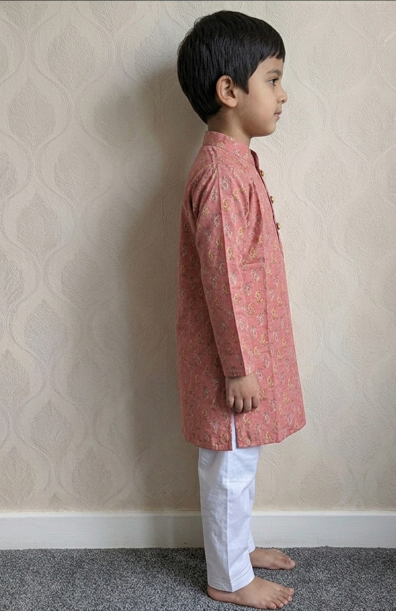 Pink Motif kurta payjama for boys - set of 2