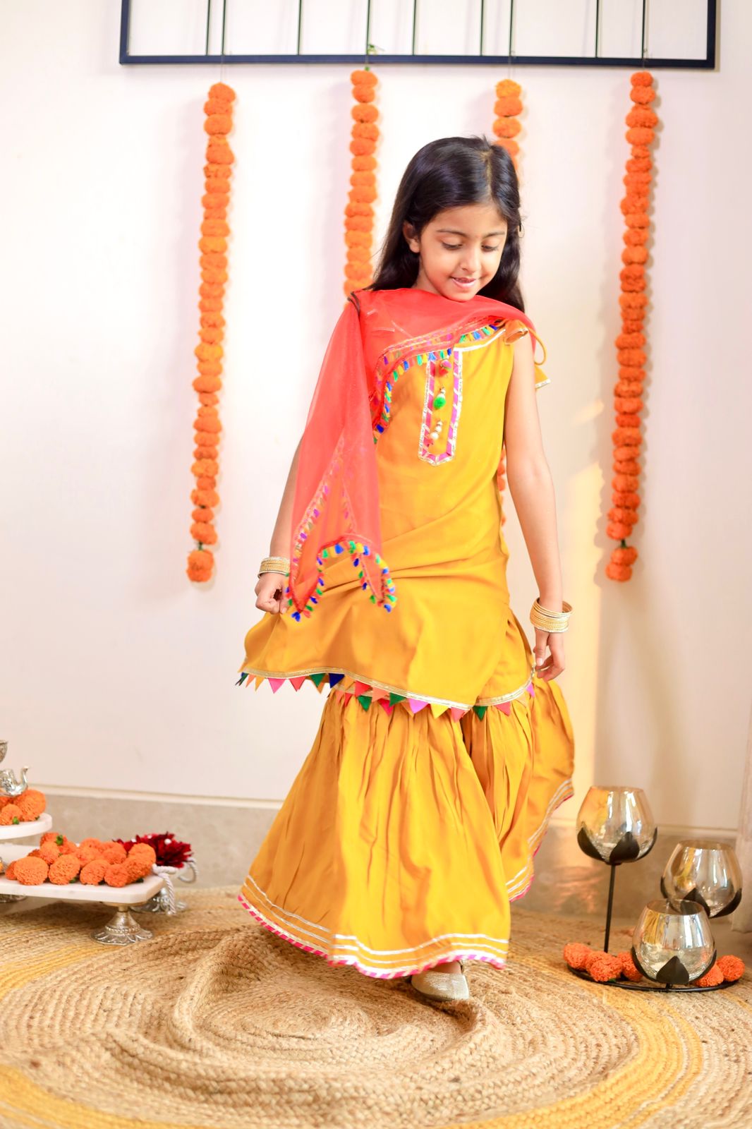 Marigold Sharara - set of 3 Kurta, Sharara and dupatta