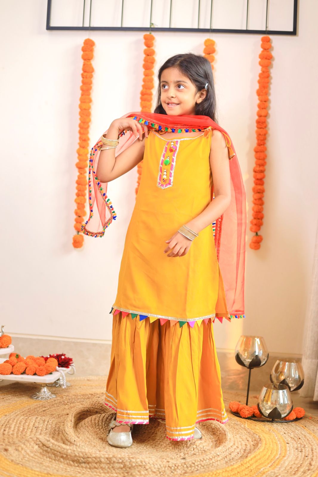 Marigold Sharara - set of 3 Kurta, Sharara and dupatta