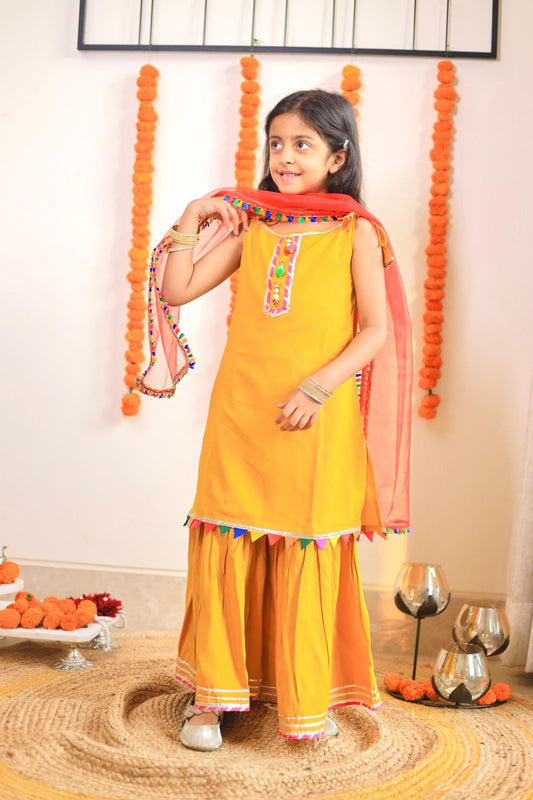 Marigold Sharara - set of 3 Kurta, Sharara and dupatta