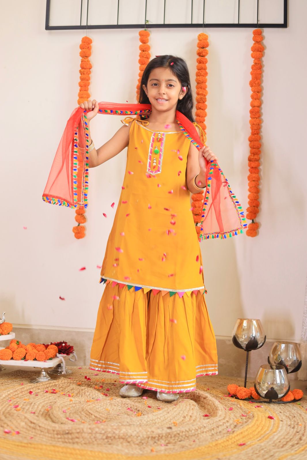 Marigold Sharara - set of 3 Kurta, Sharara and dupatta