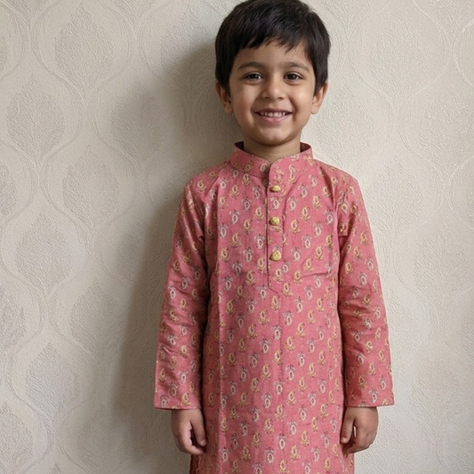 Pink Motif kurta payjama for boys - set of 2