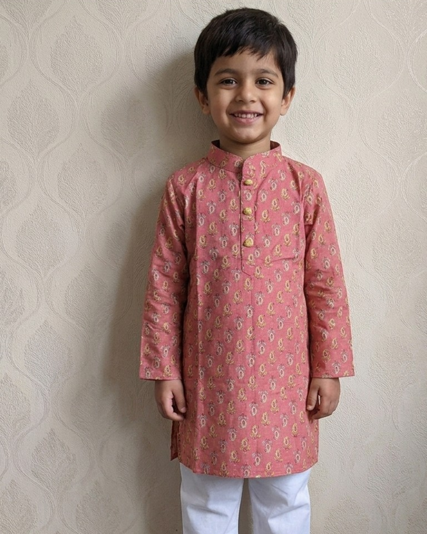 Pink Motif kurta payjama for boys - set of 2
