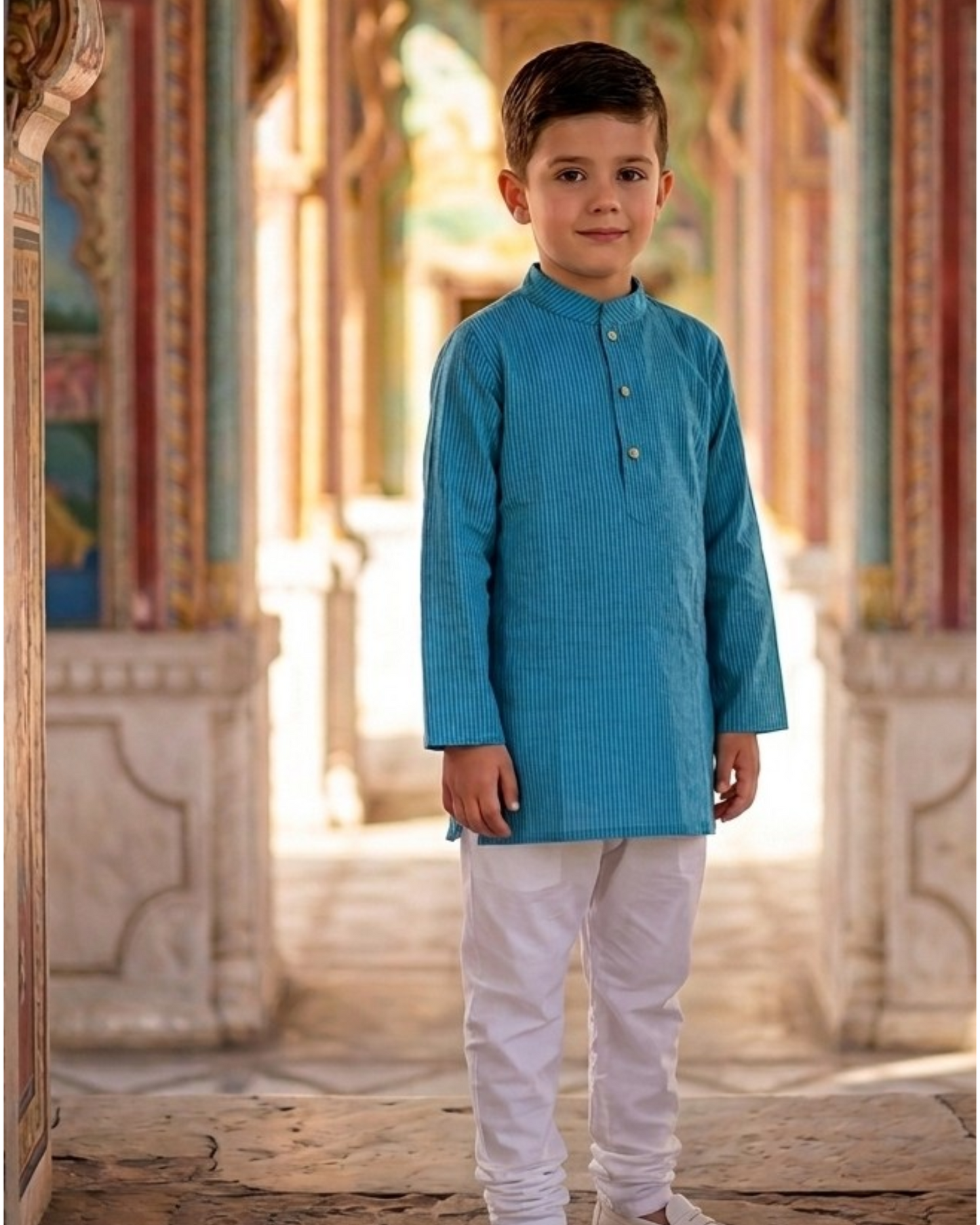 Boys Blue Kantha Kurta Payjama - Set of 2