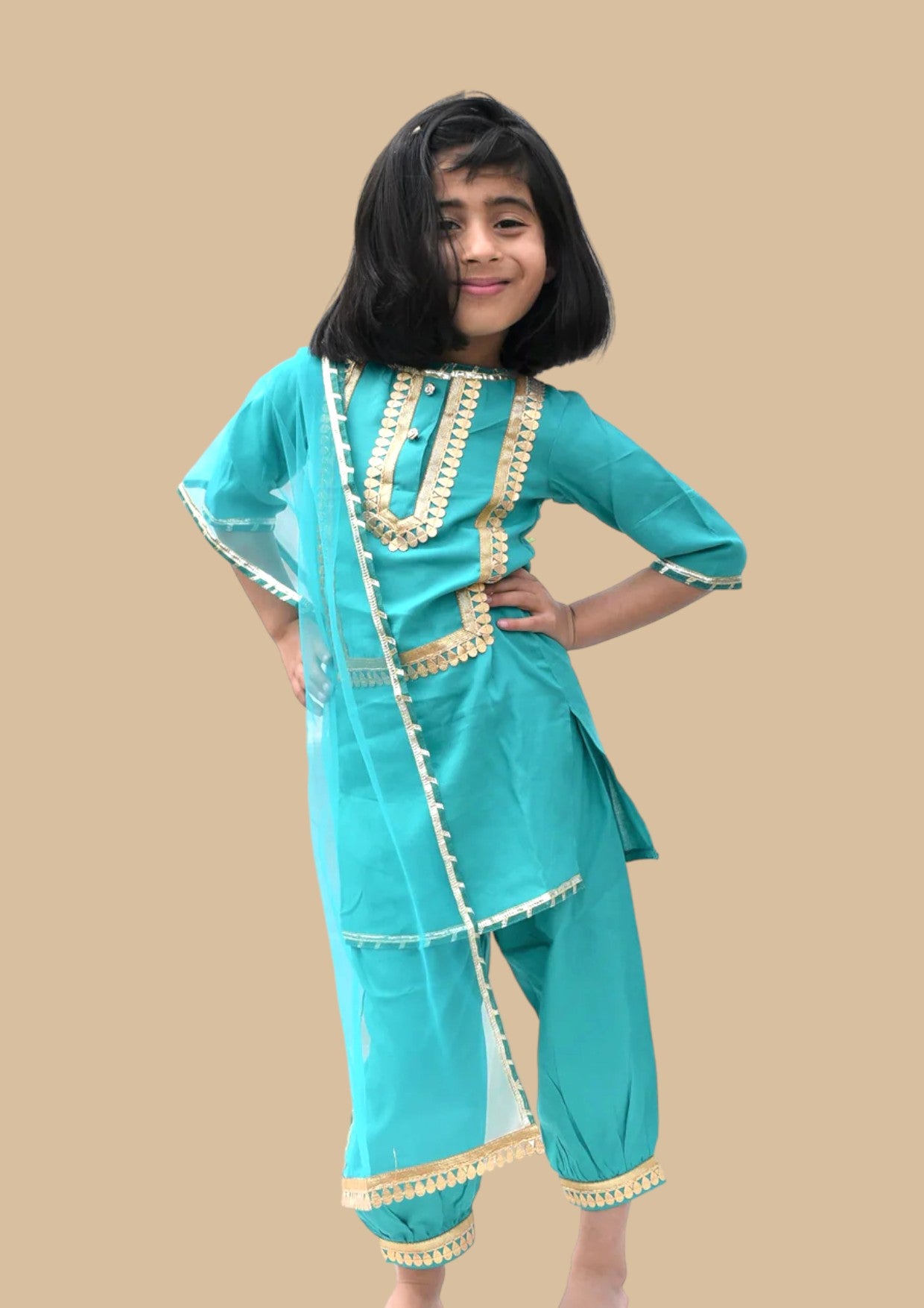 Moraca Blue Kurta Payjama Set of 3 - Kurta, payjama and dupatta