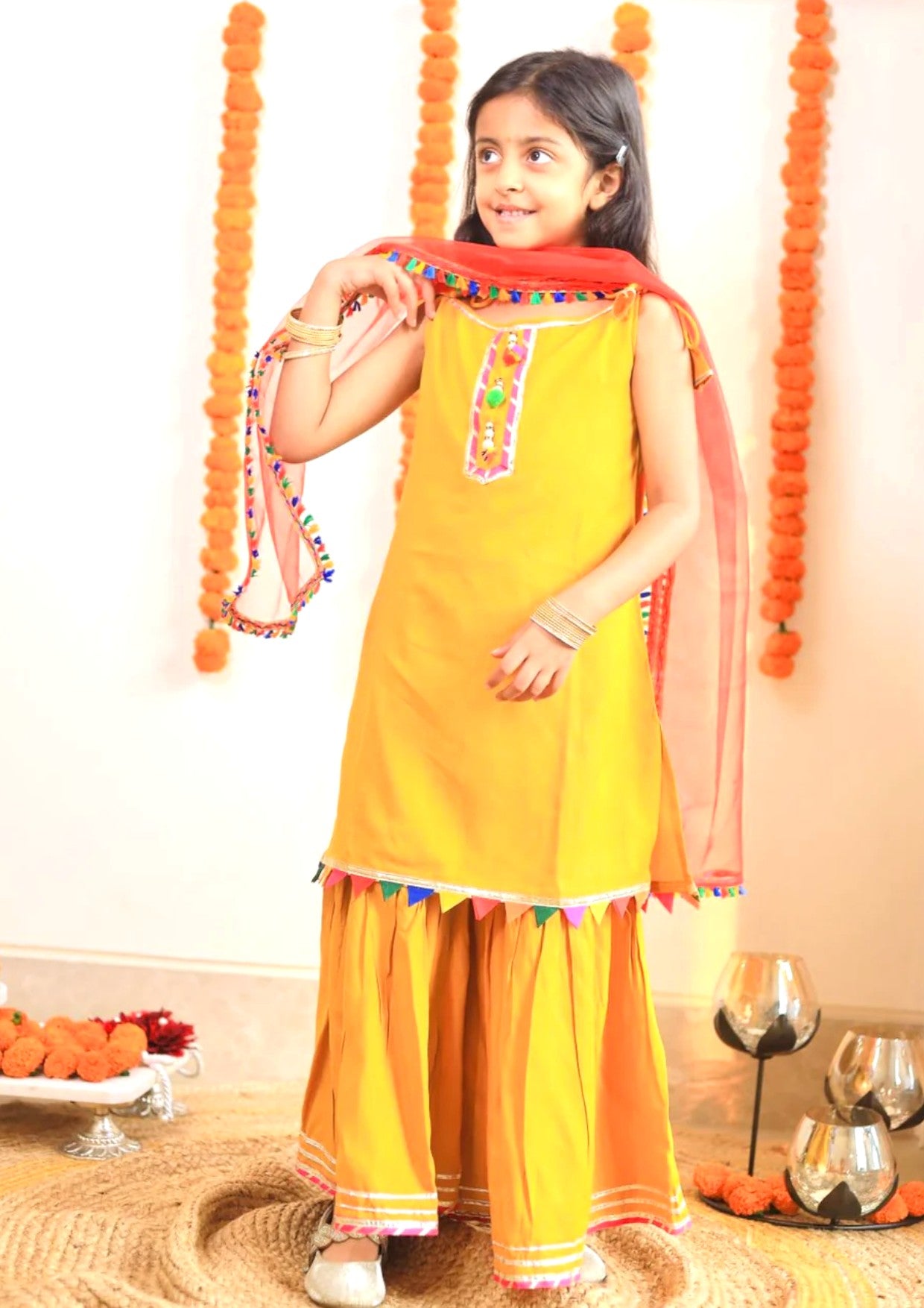 Marigold Sharara - set of 3 Kurta, Sharara and dupatta