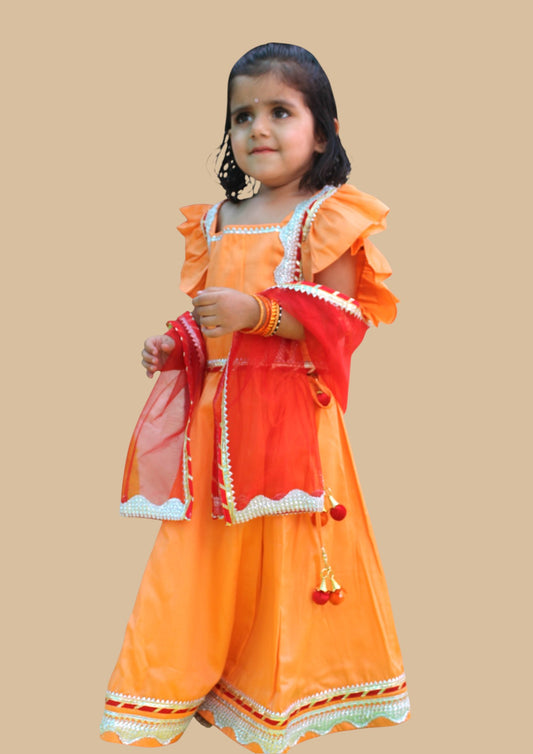 Orange and red lehenga