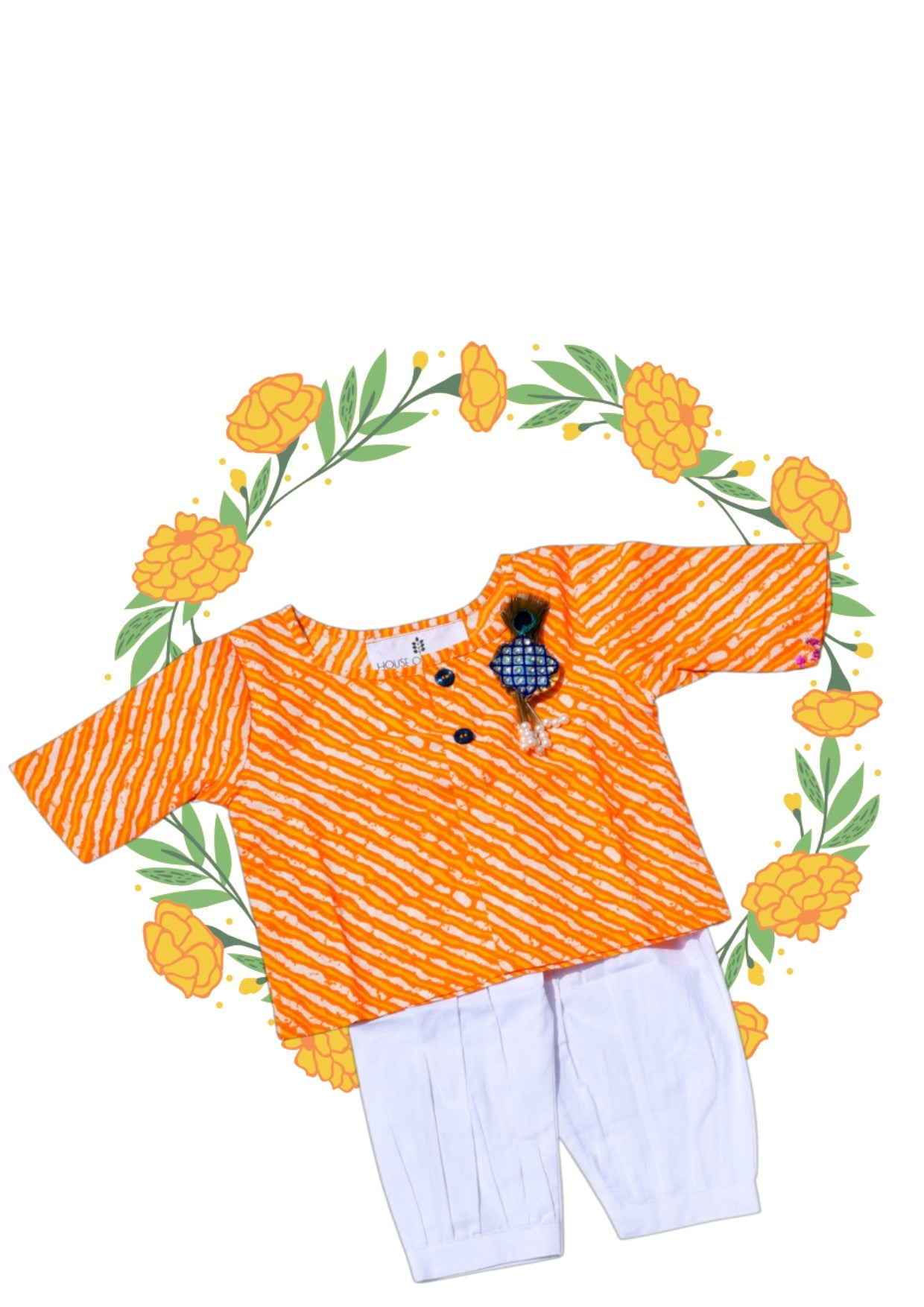 Yellow Leher - Little Boys  Kurta Payjama